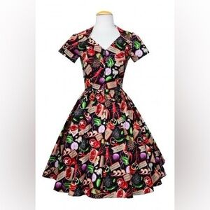 Bernie Dexter plus size Black Dress with Gumbo Print Sabrina Dress XL